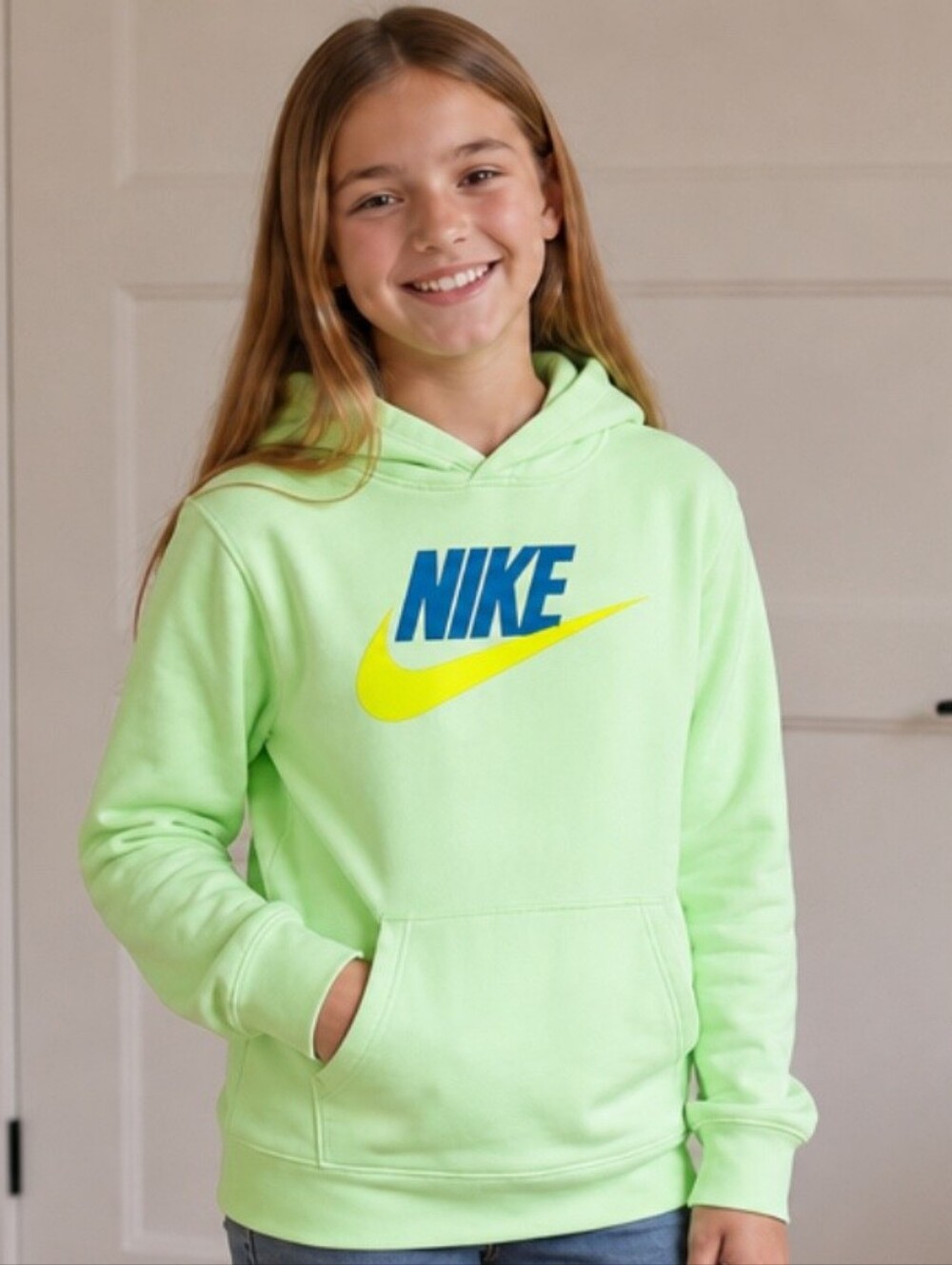 Nike Green Pullover Hoodie Sweatshirt Girls Small
